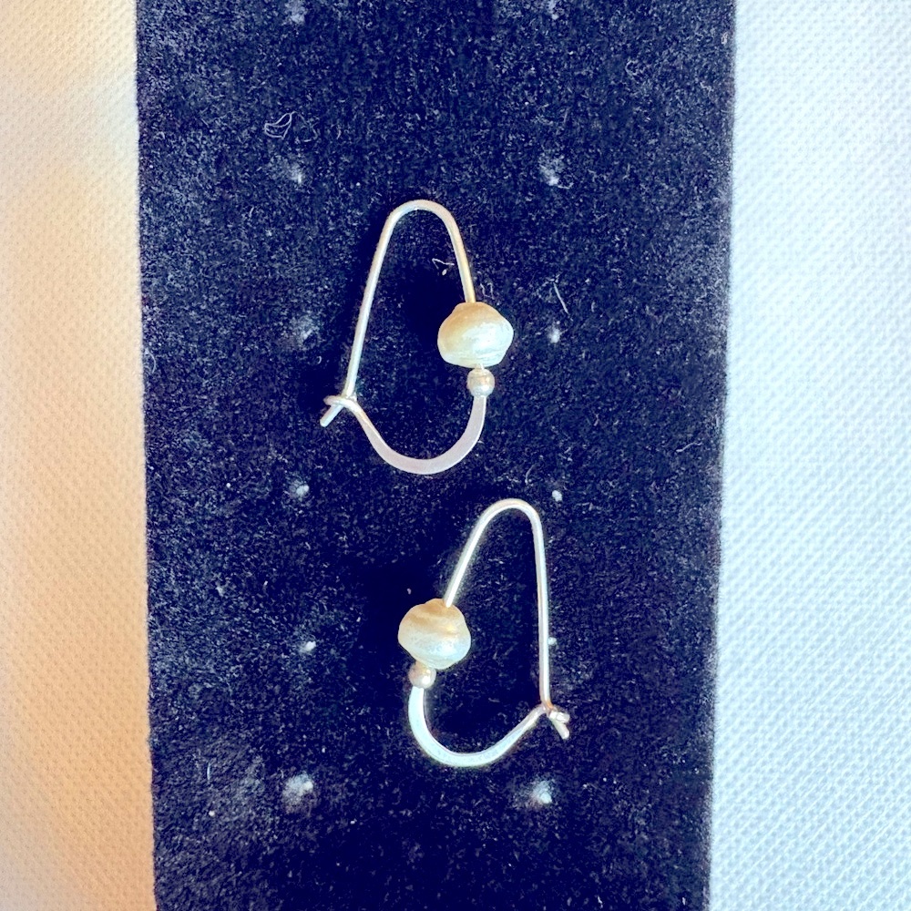 Silver Pearl Drop Earrings